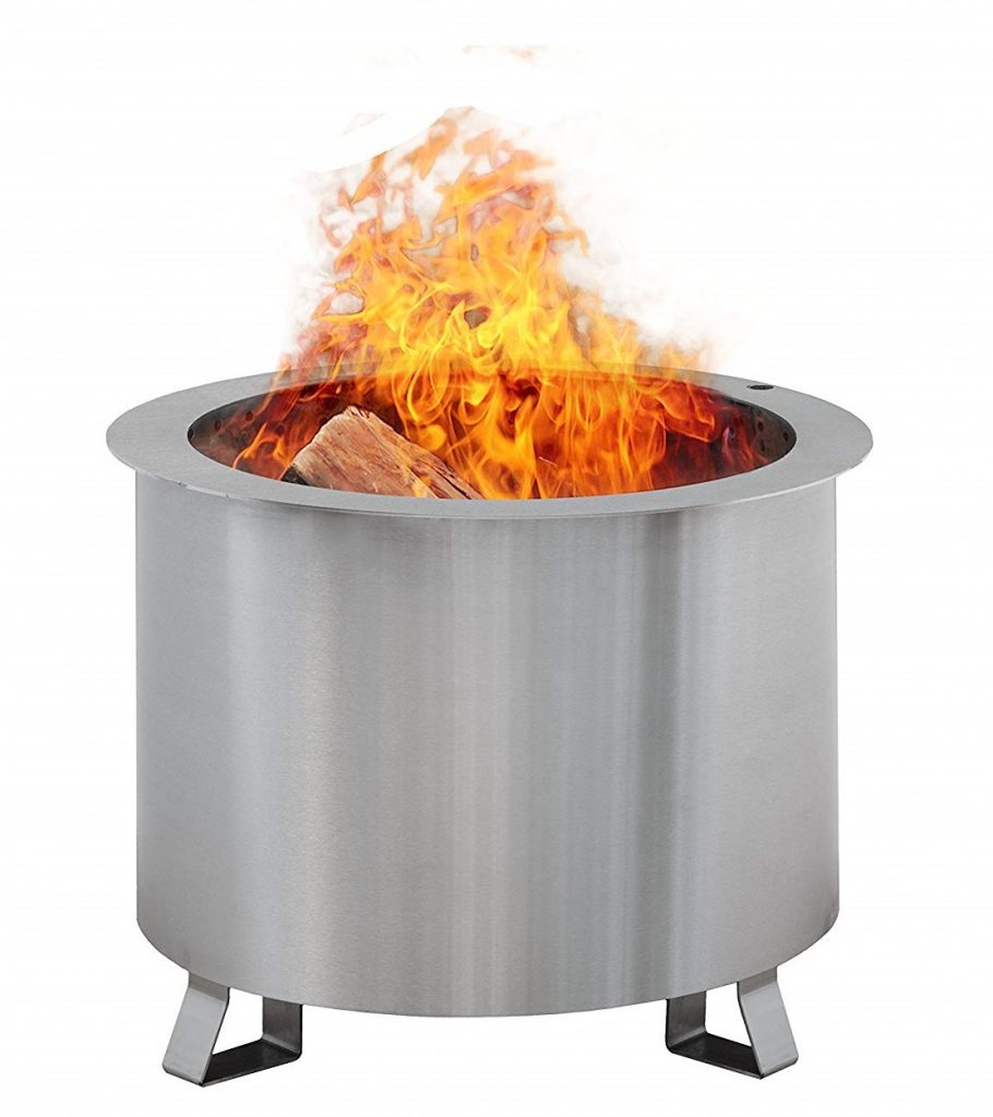 Double Flame Patio Fire Pit Wood-Burning, Smoke-less, Portable, Stainless Steel Fire Pit for Backyard Made in America