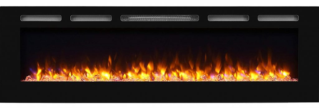 PuraFlame Alice 68" Recessed Electric Fireplace, Wall Mounted for 2 X 6 Stud