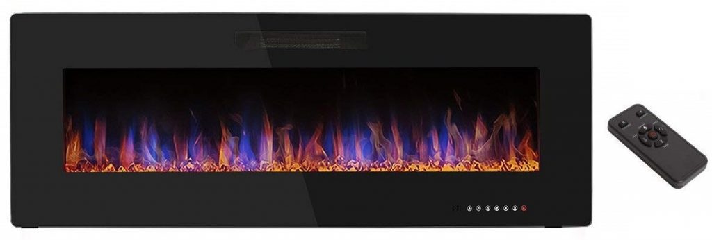 R.W.FLAME 50" Recessed Electric Fireplace,Wall Mounted & In-wall Electric Heater,Remote Control, Adjustable Flame Speed, 750-1500W