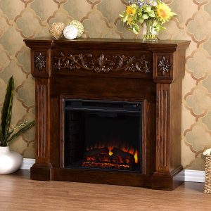 Southern Enterprises Calvert Carved Free Standing Electric Fireplace