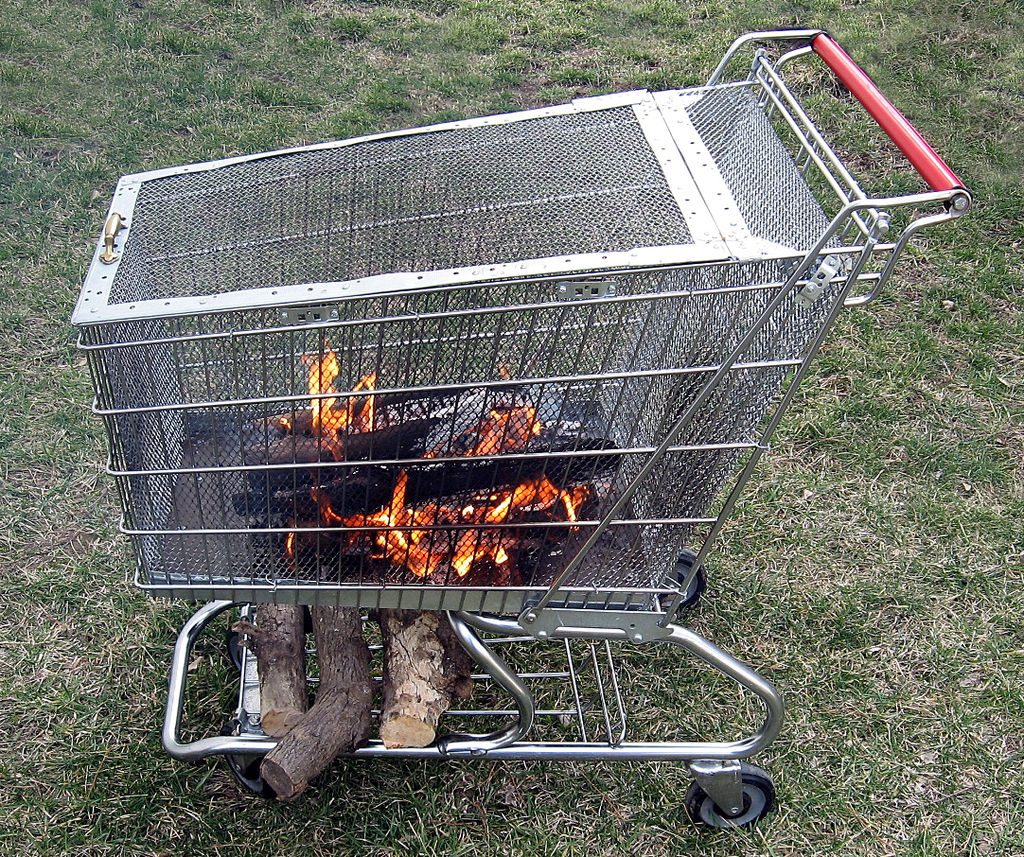 Portable Fire Pit With Built In Log Storage Rack