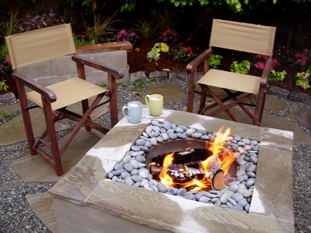 Square Fire Pit Feature